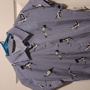 Zara Bird Print Button Down Crop Shirt